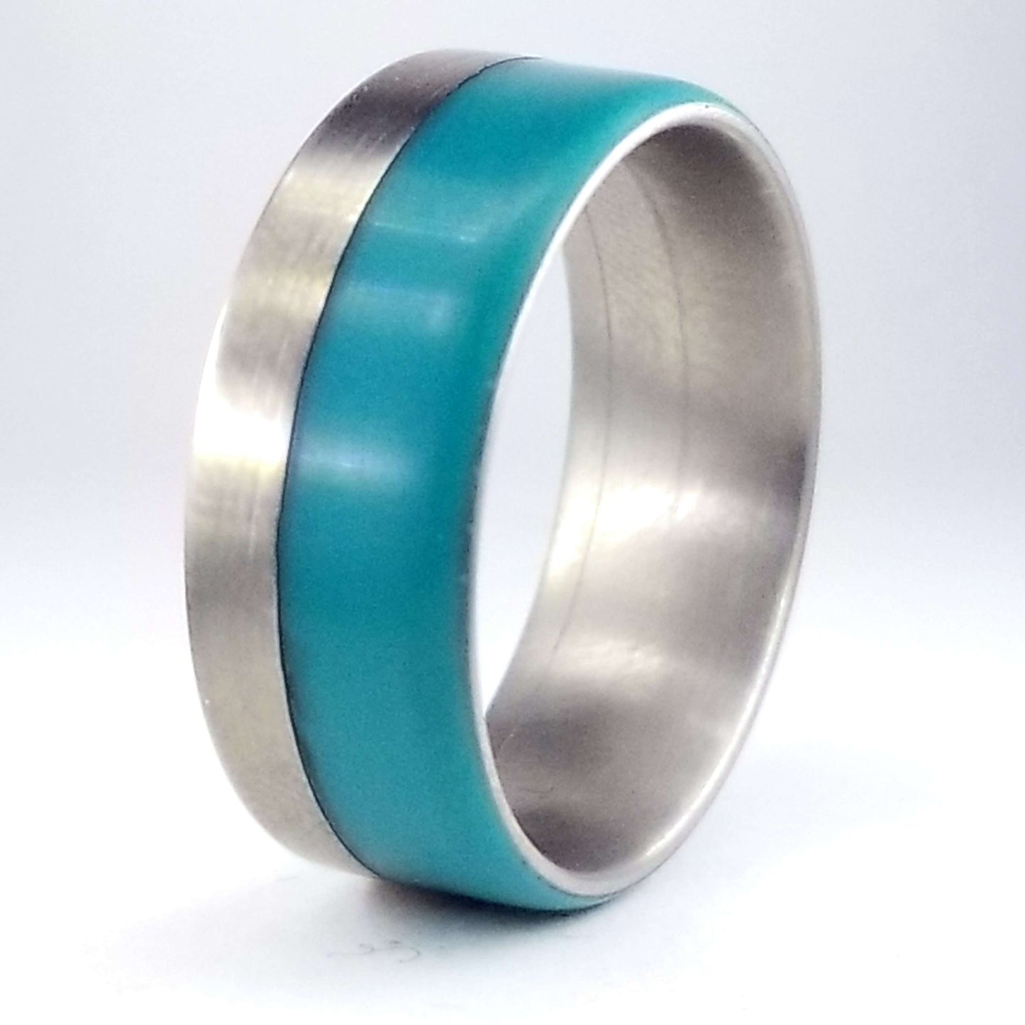 Titanium Ring with Blue Resin Accent